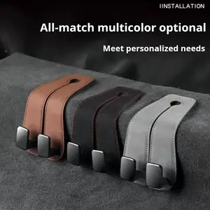Suede Hooks Car Storage Premium 2025 Hidden Double Hooks for Car Seat Backs High end car seats with hidden double hooks on the back Heavy Duty Rust Free Tool Free Installation Eco Friendly Materials Black Gray Brown Colors