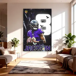 Lamar Jackson Canvas Poster Painter Living in Art Deco Strong Wall Design Painting Hallway Bedroom Living Room Decorated Poster