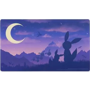 Pokémon Center Original Playmat Eevee & Umbreon Twilight Johto Region Artwork Neoprene Grippy Surface for Gaming and Mouse Use