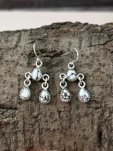 Handmade Sterling Silver Wildhorse Magnesite Hook Dangle Earrings "Signed Nizhoni"