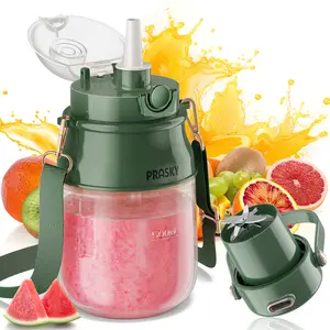 Prasky Portable Blender, Personal Blender for Shakes and Smoothies with 27oz Cup, Lid and Shoulder Strap, Type-C USB Rechargeable, Dishwasher Safe Parts, BPA-free, Prasky Juice for Gym/Travel/Kitchen/school