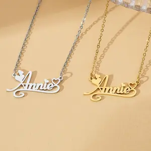 AS044 Stainless Steel DIY English Letter Necklace Personalized Love Name Cutting Pendant Fashion Holiday Gift