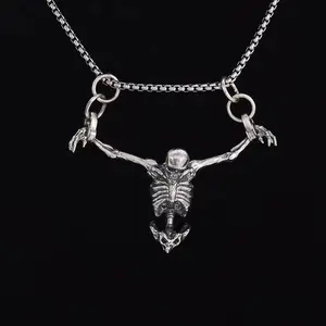 Halloween Punk Style Skull Necklace Unisex Fashion Retro Jewelry Pendant Necklace
