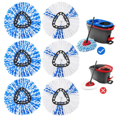 KEEPOW Abrasion-Resistant Microfiber Mopheads Refills, Water-Absorbent Easy-Wring Spin Mop Fit Replacements for EasyWring RinseClean 2-Tank Bucket System Mops, for Hard Floors & Indoor/Car Cleaning