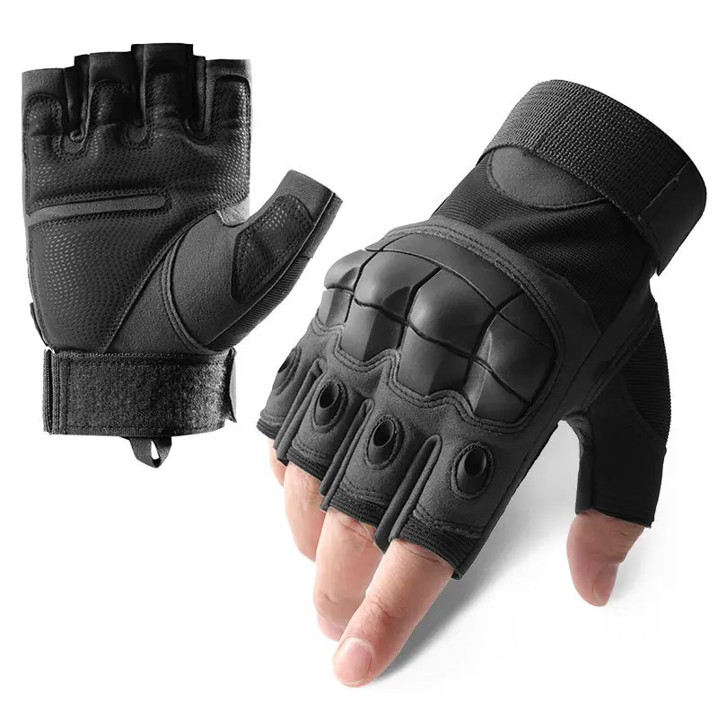 Unisex Tactical Fingerless Gloves - Anti-Skid, Lightweight, Quick-Drying Breathable Microfiber Gloves with Soft Knuckle Protection, Elastic Fit for Motorcycling, Work (Father Gifts Option)