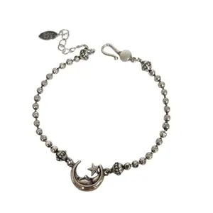 Moon and little star bracelet silver adjustable length female hand jewelry