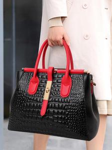 women's fashionable crocodile embossed handbag, large capacity crossbody bag for daily used, casual trendy versatile high-quality daily commuting bag unique everyday designer bags, leather satchel, casual trendy purses