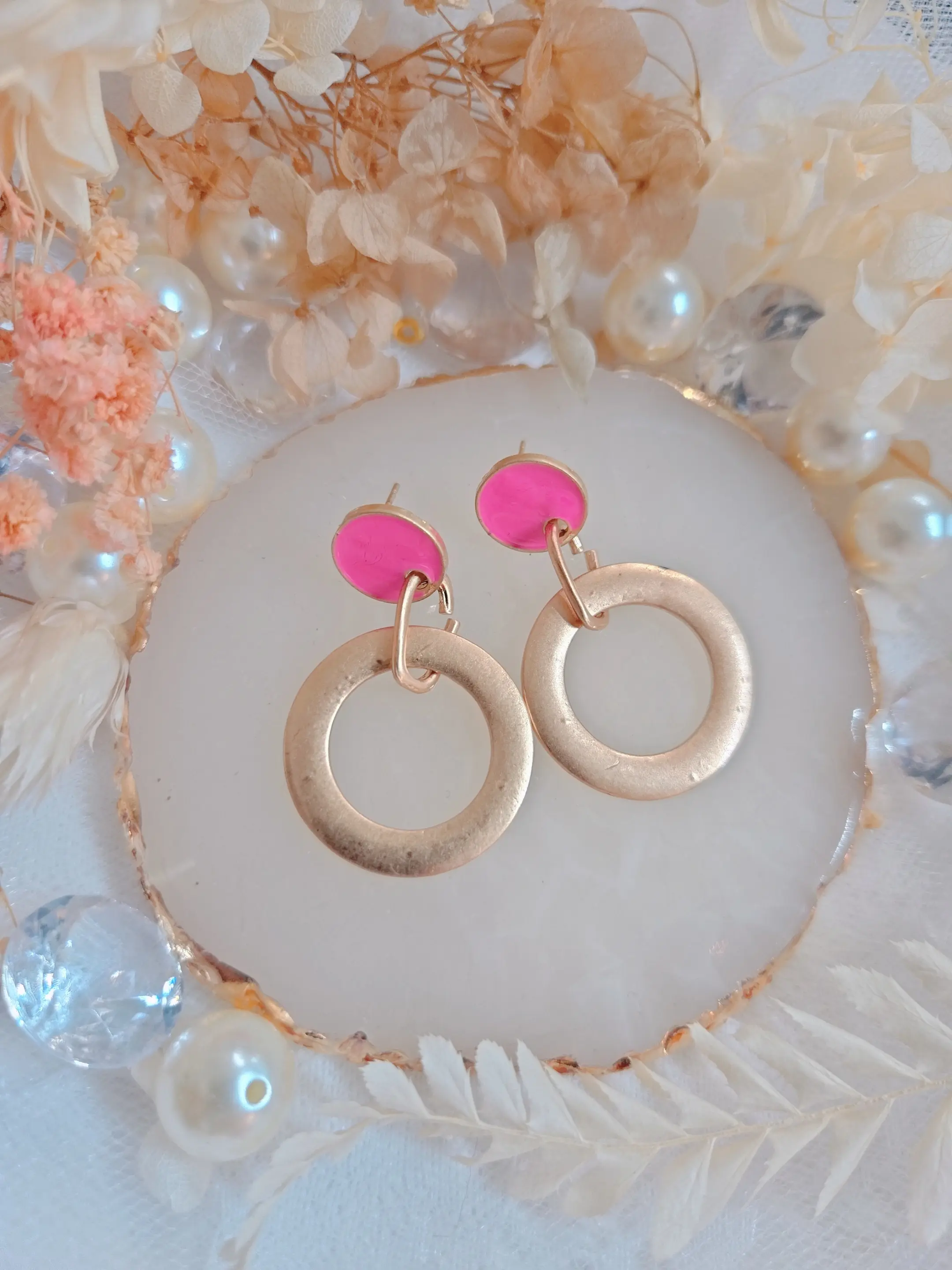 PINKme Pink Gold Round Shape Dangle Earring - Modern Style and Versatile for Any Occasion