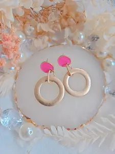 PINKme Pink Gold Round Shape Dangle Earring - Modern Style and Versatile for Any Occasion