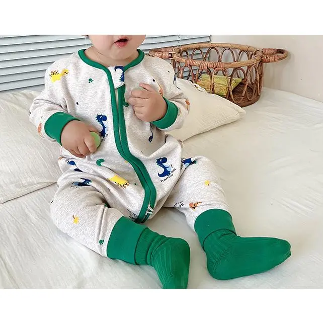 Yellow and Blue Dinosaur--Brushed Sleeping Bag