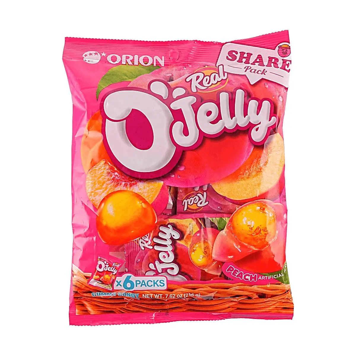 ORION Peach Juice Gummy Candy - Real Fruit Juice, Soft Chewy Snack, 6 Packs (216g) ORION Peach Juice Gummy Candy - Real Fruit Juice, Soft Chewy Snack, 6 Packs (216g)
