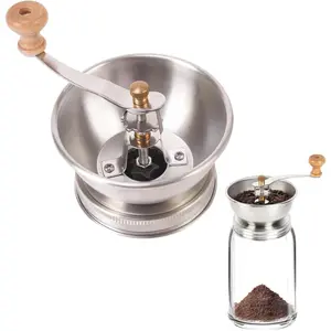 Mason Jar Coffee , Manual Coffee  Lid Attachment for Wide Mouth Mason Jars, Stainless Steel Mason Jar Lid and Ceramic Burr,Ideal for Camping &  Barista