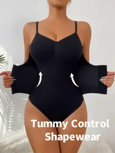 Women's Double-Breasted Shaping Bodysuit, Underwear Thong Design for Tummy Control, Essentials Shapewear for All Seasons, Ladies Shapewear, Women's Seamless Shapewear, Breathable Fabric