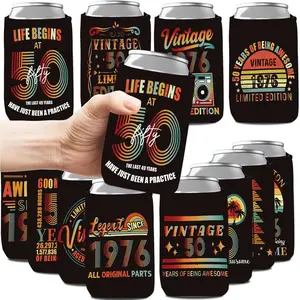 50th Birthday Decorations Men, 12 PCS 1976 Vintage Can Cooler Holder Sleeves Party Favors for Men Women, 50 Years Old Anniversary Celebration Birthday Supplies