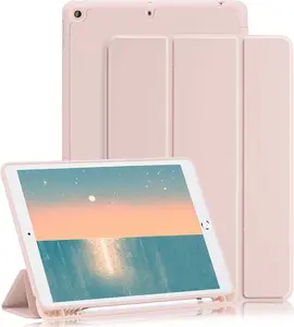for iPad 9th/8th/7th Generation Case (2021/2020/2019) iPad 10.2-Inch Case with Pencil Holder [Sleep/Wake] Slim Soft TPU    Stand Protective Cover Cases(Light )