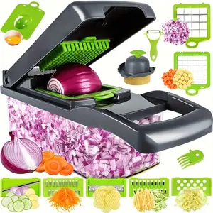 TAIMASI Vegetable Onion Chopper, Kitchen 16 In 1 Food Chopper 8 Blades Cutter With Container,Kitchen Vegetable Slicer Dicer Cutter