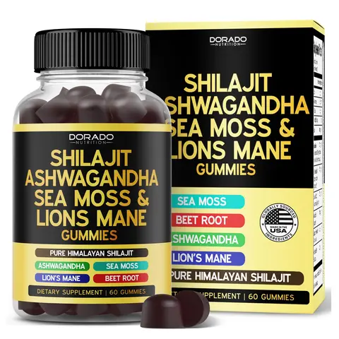 Shilajit Gummies with Sea Moss, Ashwagandha & Lion’s Mane – Pure Himalayan Supplement for Energy & Immunity Support – Vegan, Third-Party Tested – 60 Gummies