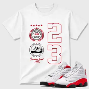 Tee Matching AJ 13 Cherry Sneaker, Cherry 13 Shirt, AJ 13 White and University Red Match Shirt, Design Printed T-Shirt, Unisex Shirt, Casual Everyday Wear