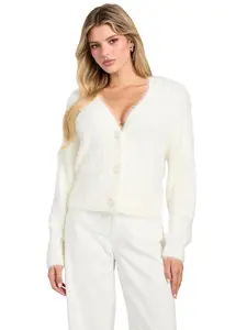 GUESS Female Kinako Fuzzy Cable-Knit Cardigan