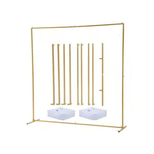 8x8 FT Square Wedding Backdrop Stand, Metal Balloon Arch Stand For Party And Ceremony,Square,Gold