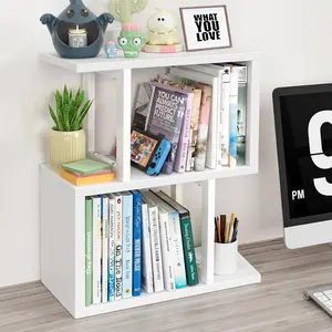 Small Desktop Bookshelf for Top of Desk - Mini White 3-Tier Table Bookcase Storage Book Organizer Hutch for Dorm Office College