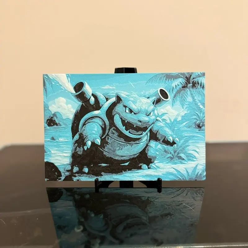 Blastoise Hueforge Art Print - Vibrant Blue Watercolor Illustration for Home Decor