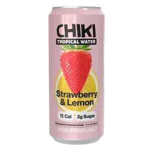 CHIKI Alkaline Water 12pack - Strawberry Lemon - 2g Sugar, 15 Calories, Non-Sparkling Beverage filled with Mountain Alkaline Water Antioxidants; Hydrating, Refreshing, Light & Healthy Drink with clean ingredients