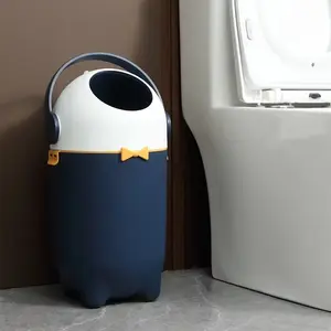 Cooperete 2024 Multifunctional 10L Anti-Odor Wastebasket for Pet Feces & Baby Diaper Storage Round Plastic Bin for Kitchen & Household Use