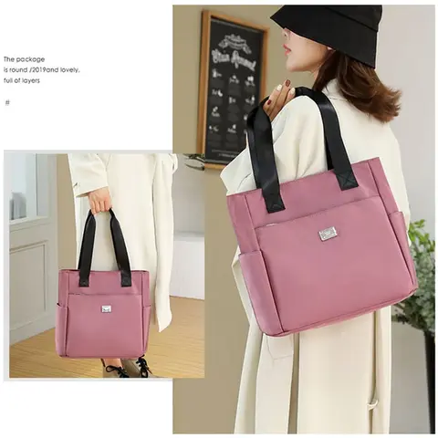 Large Capacity Waterproof Multi Pocket Nylon Shoulder Bag for Everyday Use