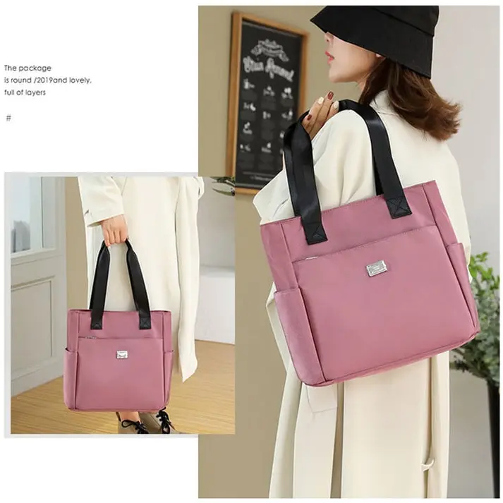 Large Capacity Waterproof Multi Pocket Nylon Shoulder Bag for Everyday Use