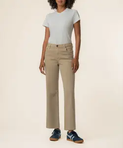 Charlotte Twill High Rise Wide Leg in Oat