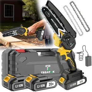 6-Inch Brushed Mini Chainsaw - Portable Cordless Handheld Electric Saw With A 2000mah Battery - Suitable For Seniors And Women, Featuring A Safety Lock And Automatic Oiler. Ideal For Wood Cutting, Trimming, Gardening, Camping, And More.