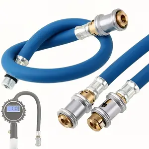 Tire Valve Extension Hose with Air Lock Chuck, Portable Compressor Inflator Hose for Cars, Trucks & Bikes, Durable Copper Material