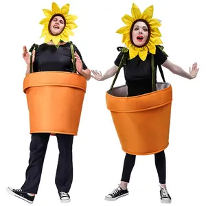 funny sun flower potted plant Festival Performance Stage Cosplay Costume for Adult