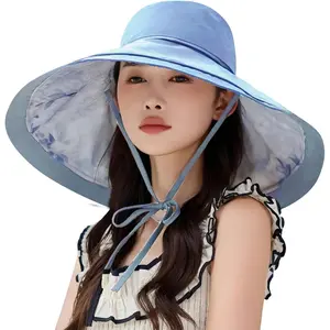 Wide Brim Women Summer Sun Floppy Hat Beach Bucket Fishing Hats Reversible Packable UV Protection, Metal Wired Edge