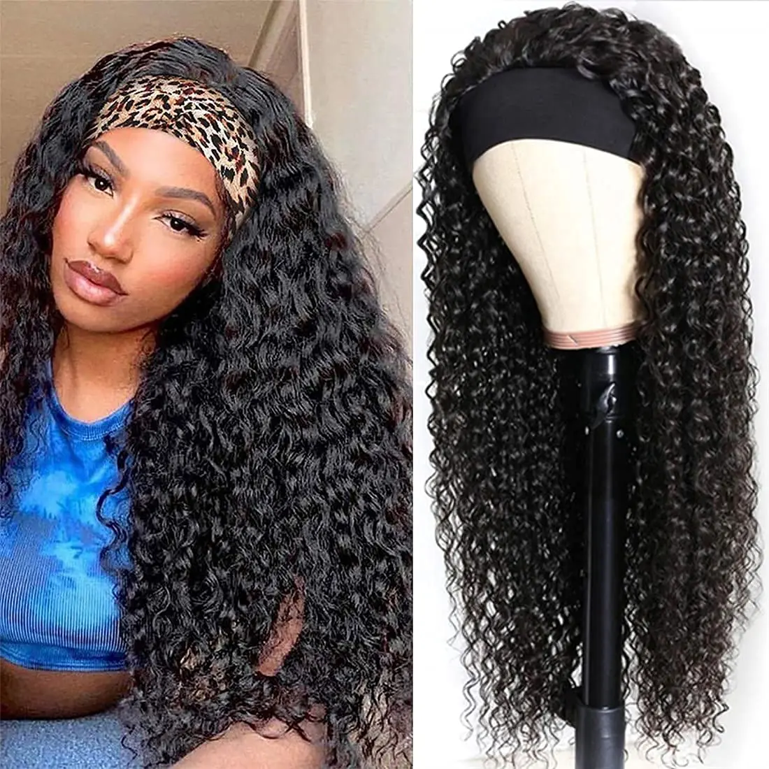headband wig deep wave