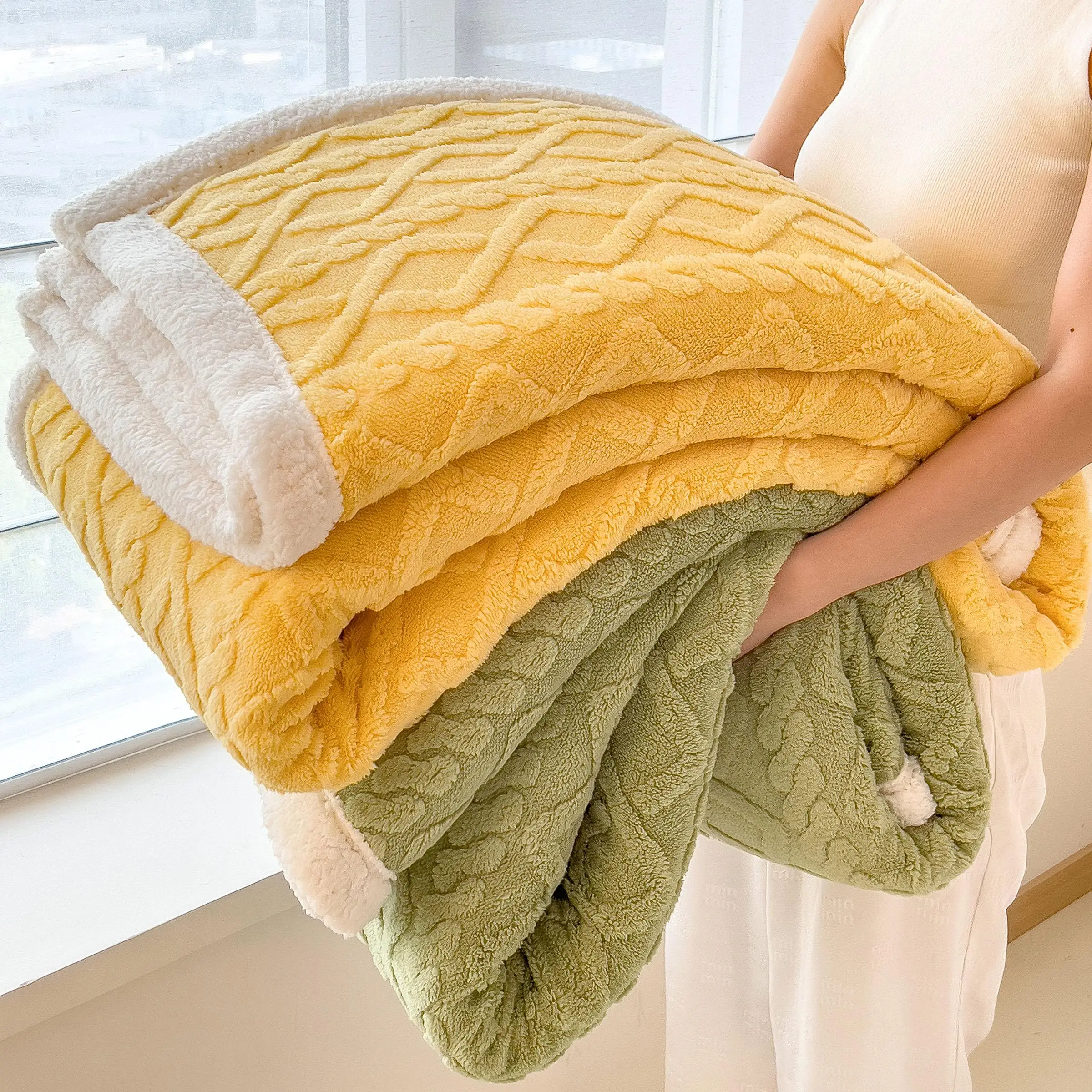 Double Sided Fleece Blanket, 1 Count Soft Warm Throw Blanket, Comfortable Bedding Blanket for Home Office Bed Camping Travel