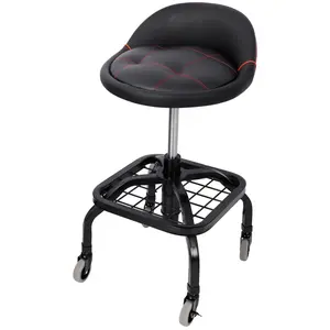 Rolling Padded Shop Seat with Wheels, Adjustable Height Mechanic Stool for Garage, Workshop, Home