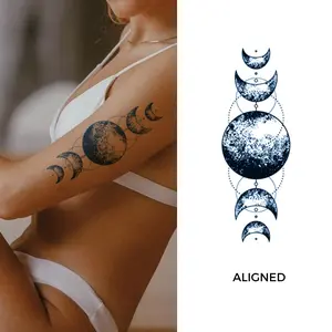 Celestial Moon Phase Tattoo | 2 Week Semi-Permanent Tattoo | Vegan Temporary Tattoo | Moon Phase Tattoo | Celestial Tattoo | Spiritual Tattoo | Moon Tattoo