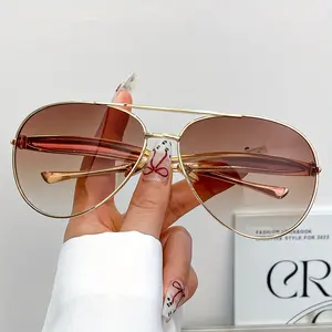 Vintage Pilot Sunglasses Men Fashion Oversized Outdoor Shades New Women Trendy Luxury Brand Design Anti-UV Sun Glasses 7 sold