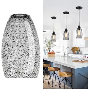 Black Seeded Art Glass Pendant Lamp Shade 4.72" Glass chandeliers Cover Mini Oval Light Shade Replacement Shade Only Light Fixtures for Kitchen  pendant light 1-Pack