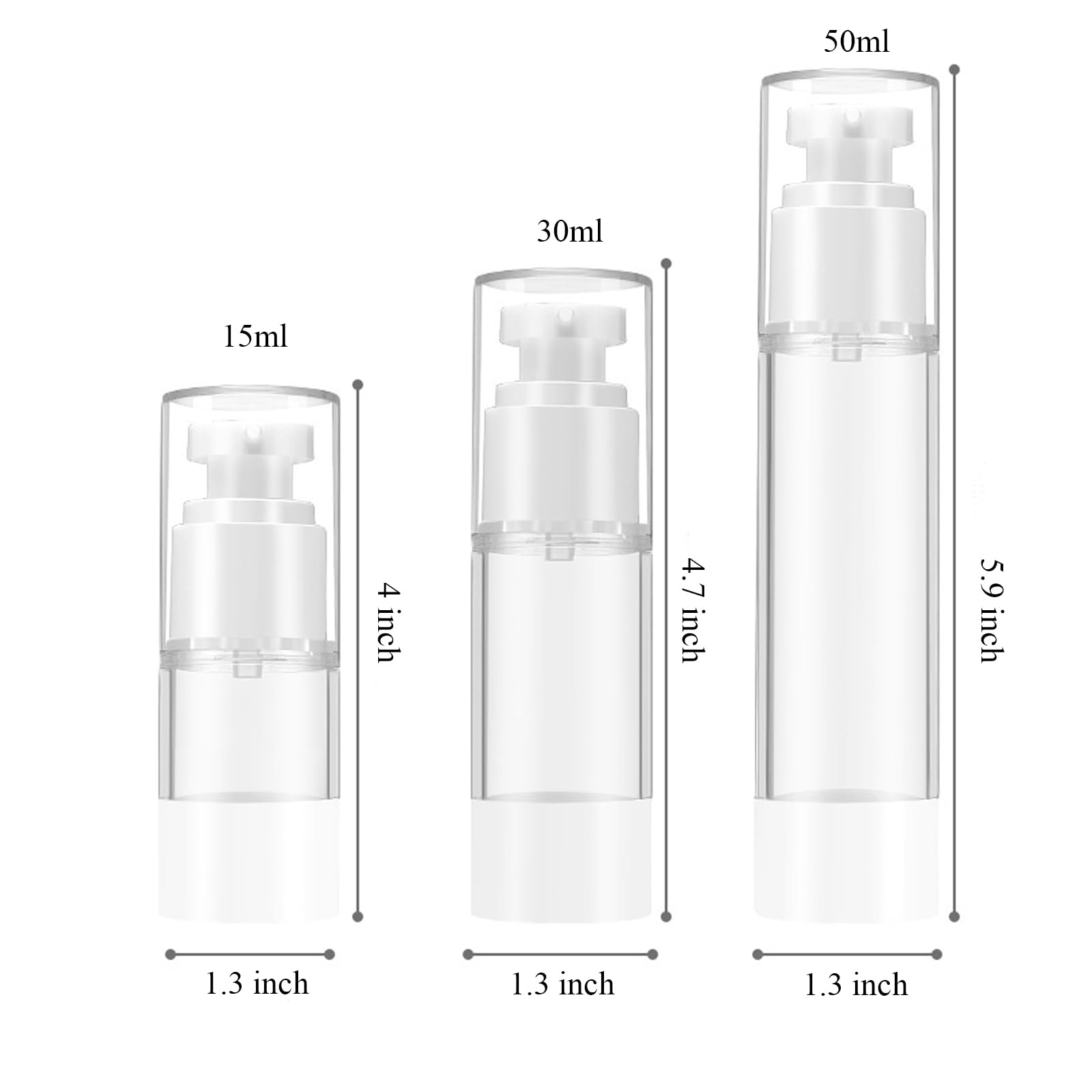 3 Pack Airless Pump Bottles Travel Size Pump Bottle Lotion Container Refillable Cosmetic Pump Dispensers for Foundation Moisturizer Shampoo Toiletry(0.5oz+1oz+1.7oz) 3 Pack Airless Pump Bottles Travel Size Pump Bottle Lotion Container Refillable Cosmetic Pump Dispensers for Foundation Moisturizer Shampoo Toiletry(0.5oz+1oz+1.7oz)