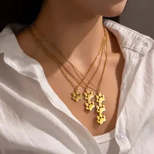 Hot Selling Pet Design Footprint Necklace Personalized Stainless Steel Private Custom Pendant for Dog Lovers Unique Jewelry Gift for Women Men