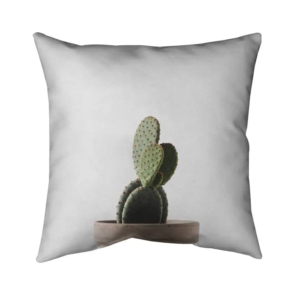 Begin Home Decor 5541-1616-PH22 16 x 16 in. Potted Cactus Green Exotic Bedroom Pillow - Home Decor Pillow
