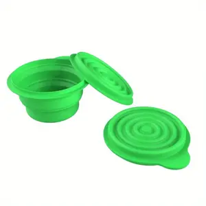 2pcs Green Plastic Collapsible Bowls with Lids, Reusable, Portable, Space-Saving Design for Travel & Outdoor Use, Pet Travel Bowl, Pet Travel Bowl