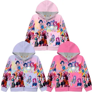 Kids Girls' Fashion Hoodie Hoodie Fashion Sweater Game Cartoon Girls' Jacket Long Sleeve Zipper Coat Casual Wear Clothes Christmas Gift Birthday Gift Winter Top for Ages Demon Hunters 5-13Years