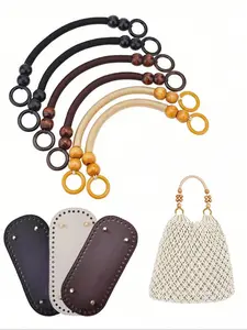 Oval PU Leather Bag Bottom Pad with Beaded Strap, Replaceable Straps for DIY Custom Bags, Single Shoulder Wallet Making Set