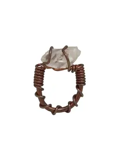 Ether Band – Copper Ring w/ Raw Clear Quartz Crystal