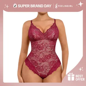 FeelinGirl Sexy Lace Bodysuits Shapewear for Womenswear Mesh Nylon Clothing Seamless Underwear Womenswear Tops Valentine's Day Gift Super Brand Day #Summervibes
