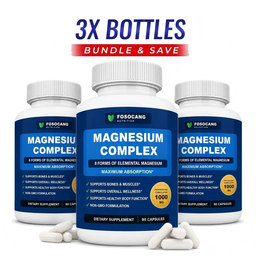 【Buy one, get two free】FoSoCang Magnesium Complex 8 Essential Magnesium Supplement - 3 Pack Bundle